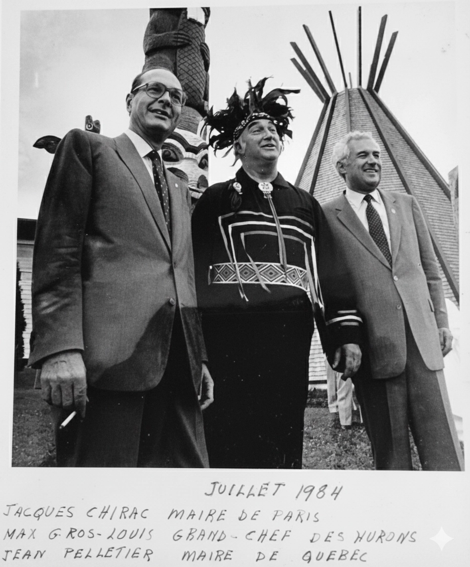 Grand Chief Max Gros-Louis welcoming dignitaries in Wendake